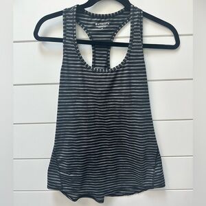 Athleta Black and Gray Striped Tank Top